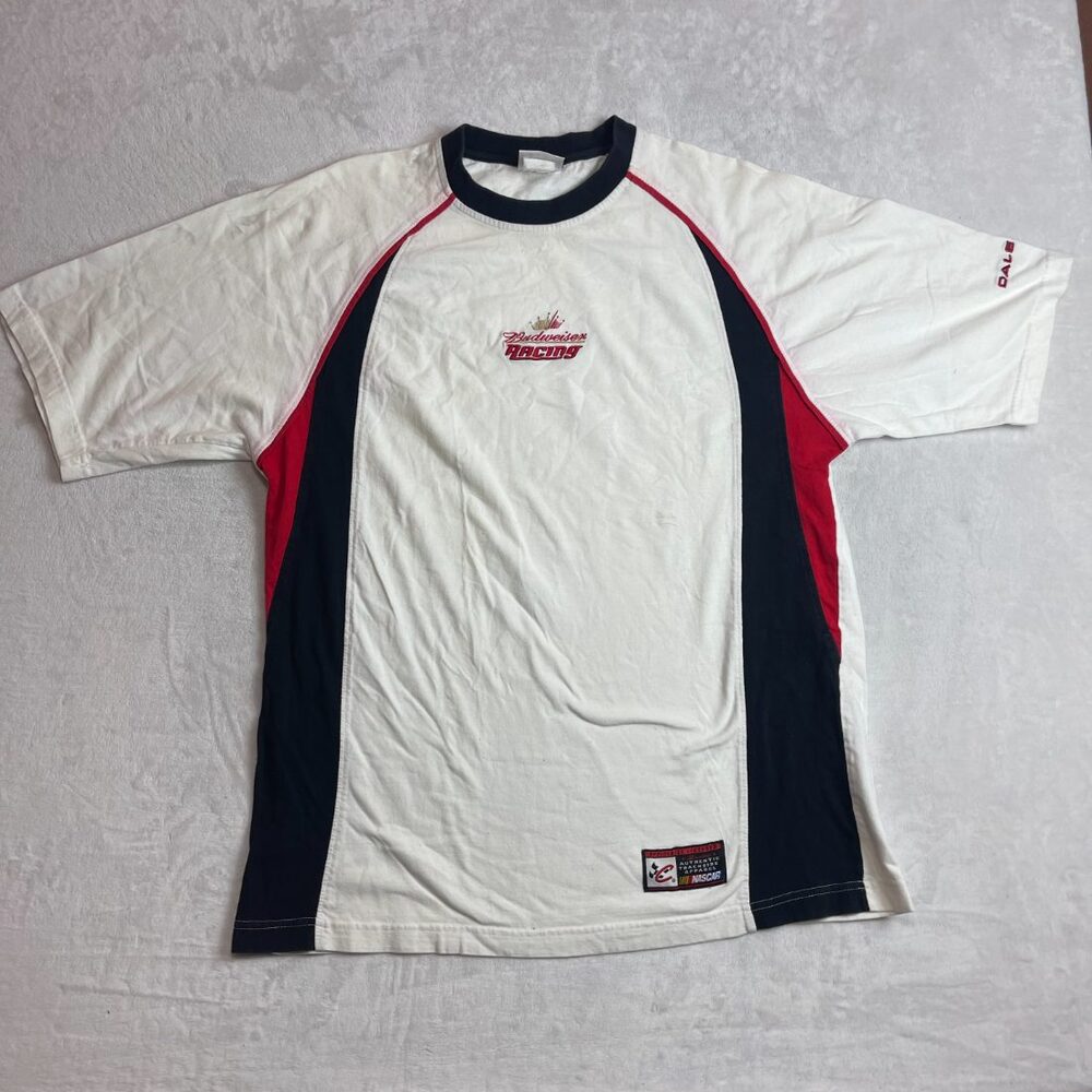 Dale Earnhardt Jr. #8 Budweiser NASCAR Racing Men's White T-Shirt Size L